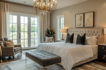 Elegant Modern Bedroom with Natural Light and Comfort