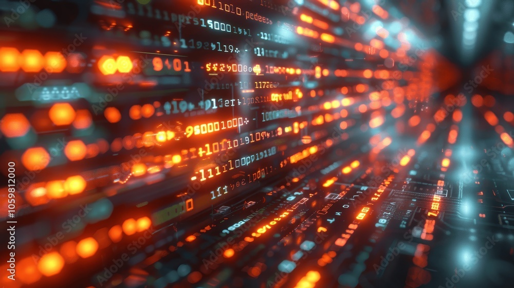 Aufkleber Abstract High-Resolution Web Development and Coding Background with Technology Code Lines 3D Rendering