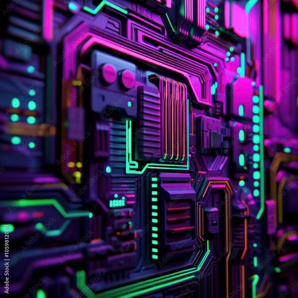 Poster vibrant neural network circuitry a deep dive into technological aesthetics and design