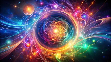 Obraz premium A Cosmic Tapestry of Light and Energy, Where Radiant Trails Intertwine and Sparkles Dance in the Expanse of the Universe