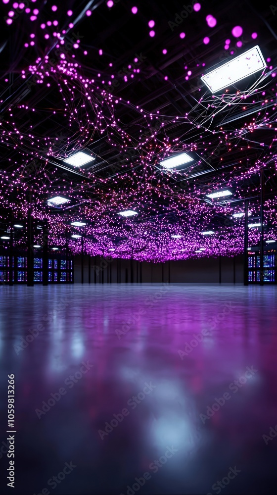 Aufkleber exploring the vibrant intersection of light and technology in a modern space