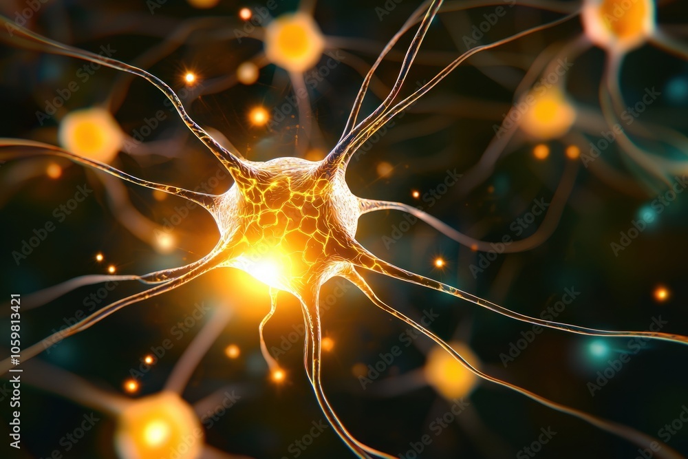 Poster intricate neurons illuminated a close-up on the fascinating world of neural networks