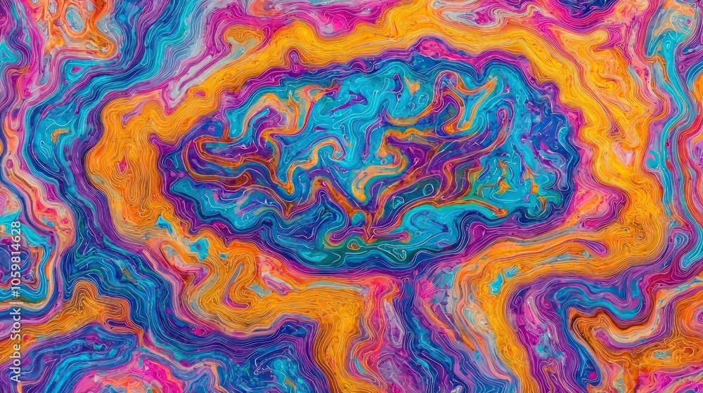 Poster vibrant abstract patterns representing the complexity and beauty of creative thought processes