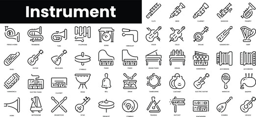 Set of outline instrument icons. Minimalist thin linear web icon set. vector illustration.