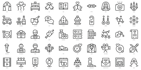 Set of thin line wedding Icons. Vector illustration