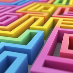 Colorful Maze of Geometric Shapes A Vibrant Journey Through 3D Patterns