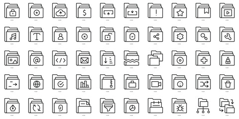 Set of thin line folders Icons. Vector illustration