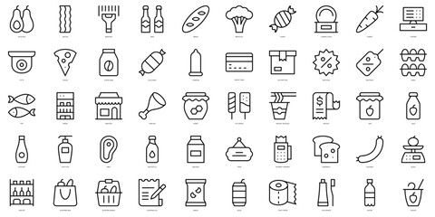 Set of thin line grocery Icons. Vector illustration