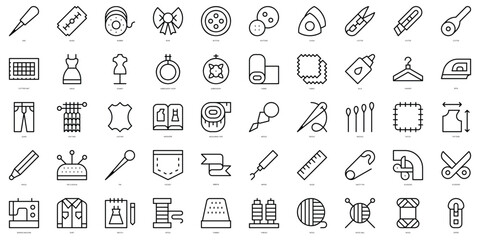 Set of thin line sewing Icons. Vector illustration
