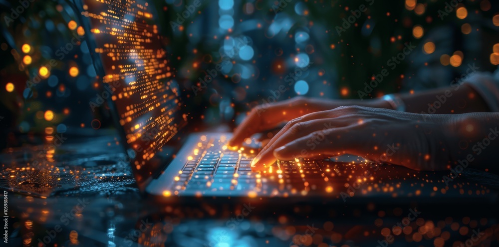 Aufkleber Businessman Using AI Technology for Data Analysis and Web Design Coding