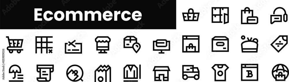 Poster set of outline ecommerce icons. minimalist thin linear web icon set. vector illustration.