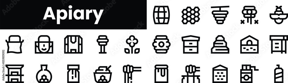 Poster set of outline apiary icons. minimalist thin linear web icon set. vector illustration.
