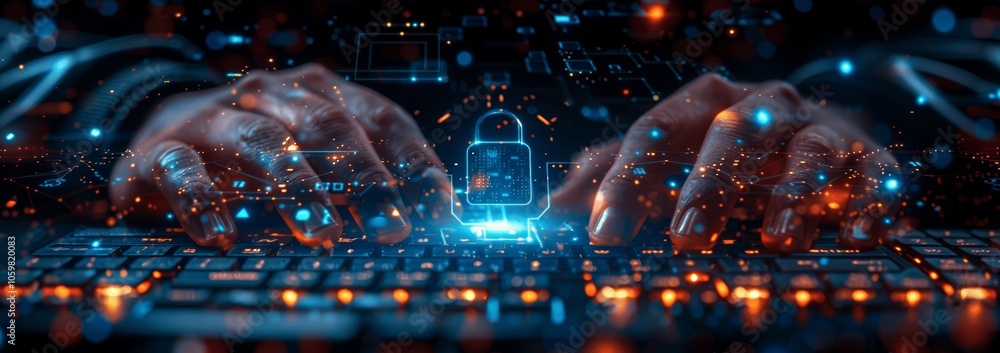 Poster advanced cyber security network data protection online privacy digital technology system