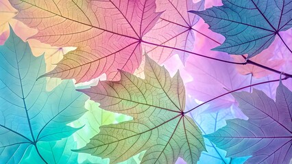 A Symphony of Translucent Leaves in Vibrant Hues,  Interwoven in a Delicate Dance of Nature's Art