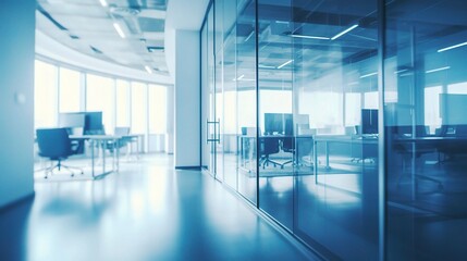 Modern Glass Office with Open Workspace and Technology