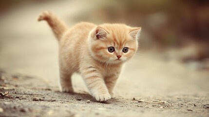 A cute cat walking gracefully, capturing a moment of elegance and charm as it moves through a serene and peaceful environment.