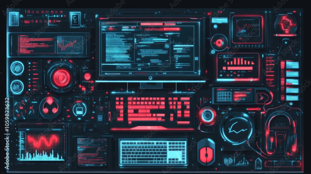Poster futuristic data monitoring dashboard design