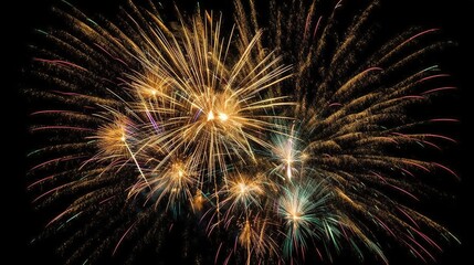 Obraz premium Vibrant 3D Fireworks Display in Night Sky