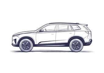 One-line drawing style of an car vector illustration on a white background