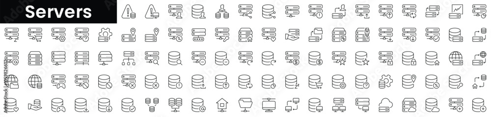 Poster set of outline servers icons. minimalist thin linear web icon set. vector illustration.