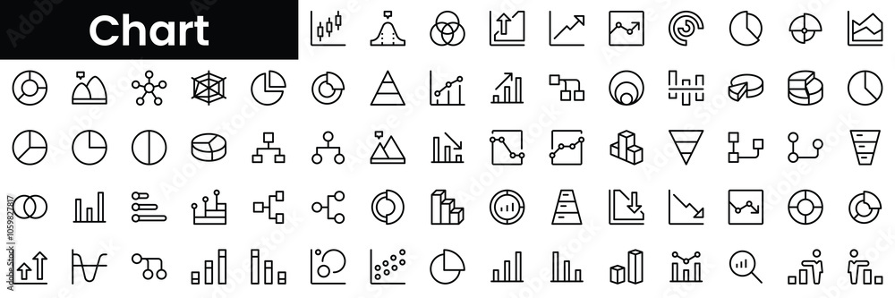 Aufkleber set of outline chart icons. minimalist thin linear web icon set. vector illustration.