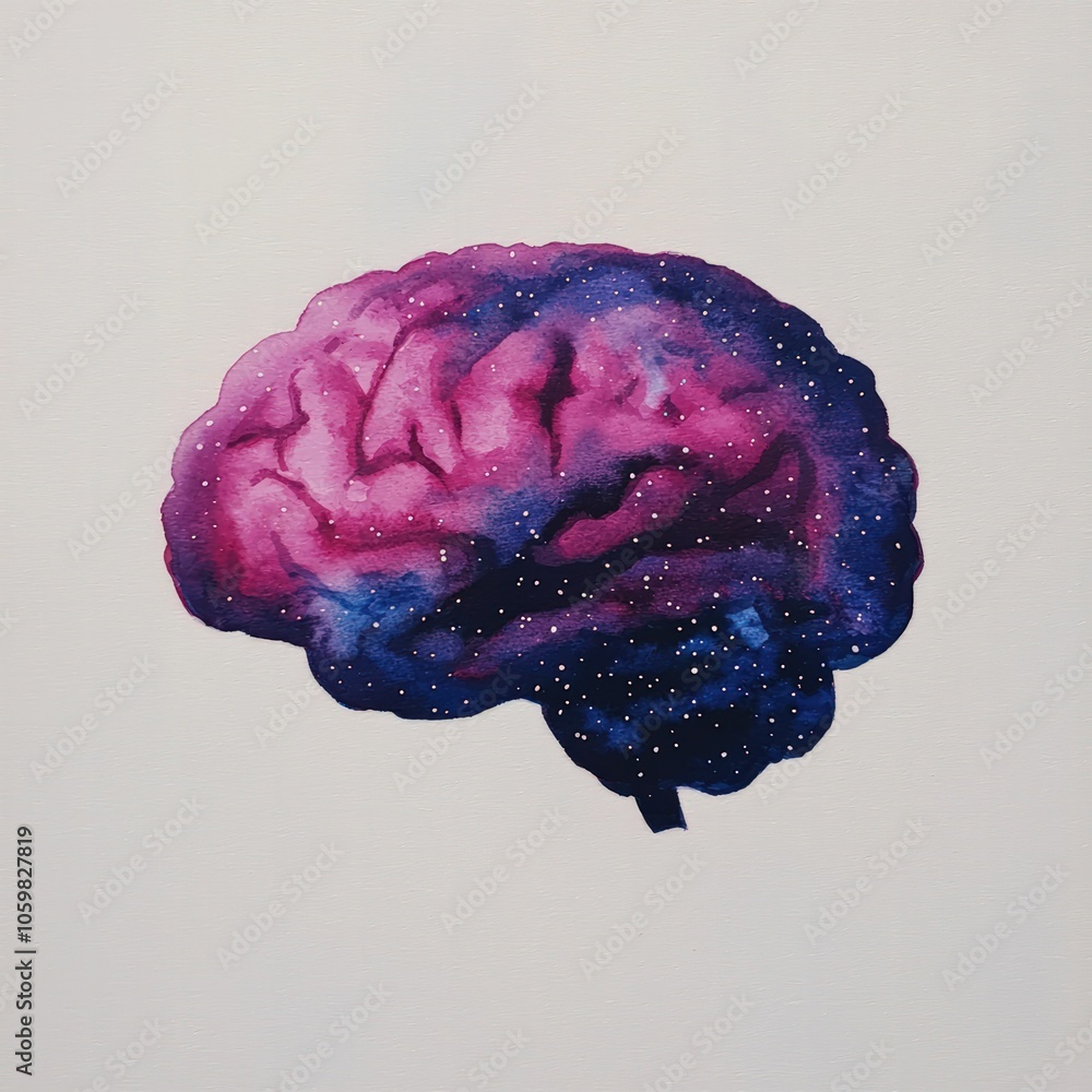 Poster cosmic dreams exploring the intersection of science and imagination through a vibrant brain artwork