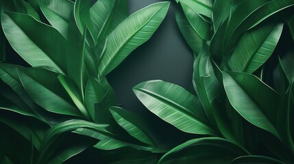 Lush Green Leaves on Dark Background