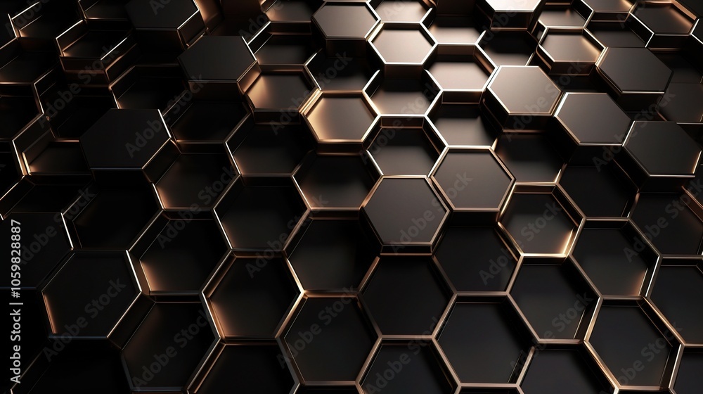 Poster abstract 3d hexagonal pattern with shiny surface