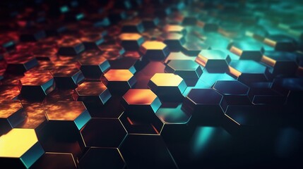 Obraz premium Vibrant 3D Hexagonal Patterns in Abstract Design