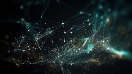 Abstract 3D Network Connections in Dark Background