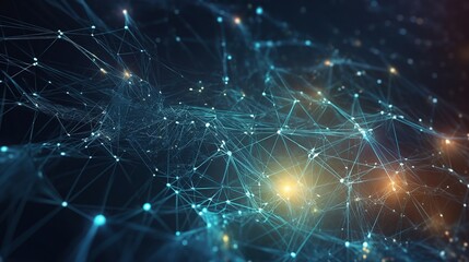 Abstract 3D Network with Bright Points of Light