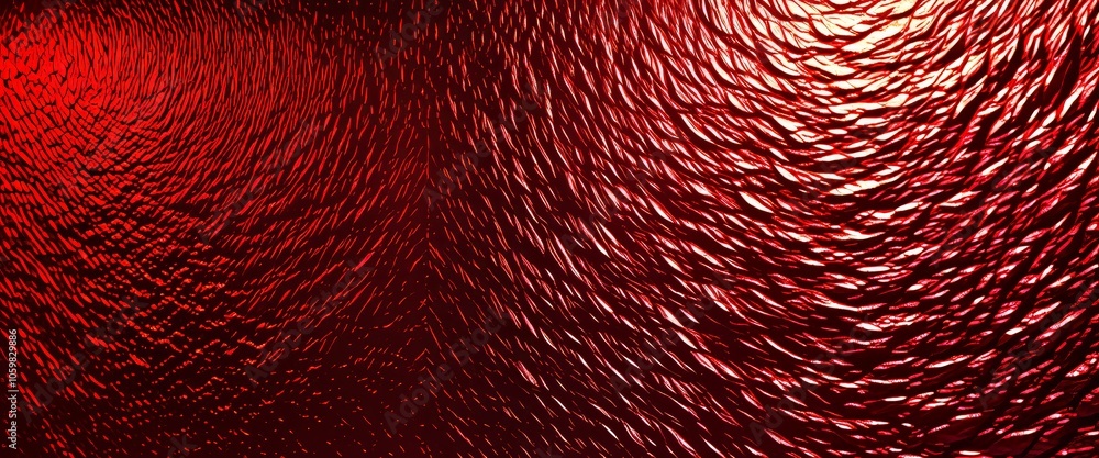 Poster abstract red textured pattern with light reflection on wavy surface