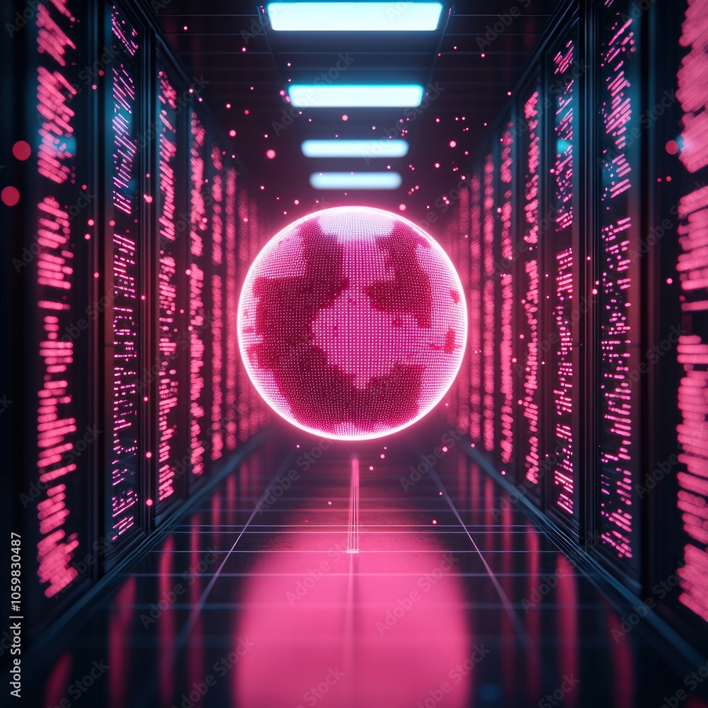 Poster exploring the intersection of technology and global connectivity in a digital landscape