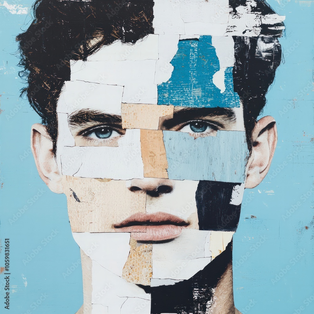 Poster exploring identity through fragmented portraits a visual journey of self-expression