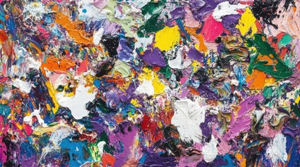 Abstract colorful oil painting with thick brush strokes.