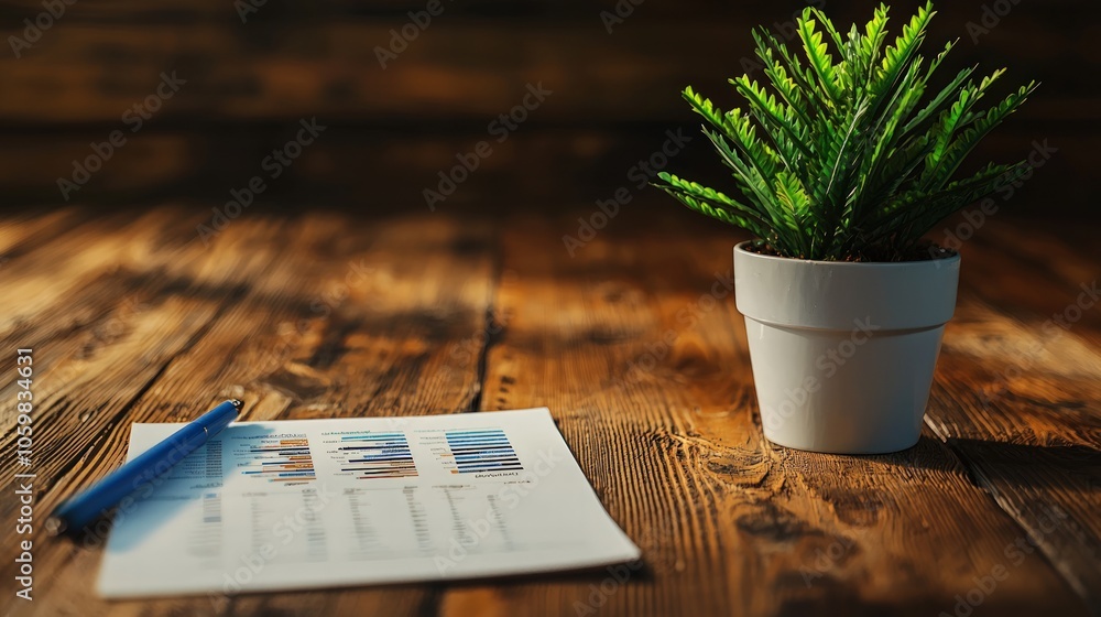 Poster exploring the balance between nature and business in a productive workspace environment
