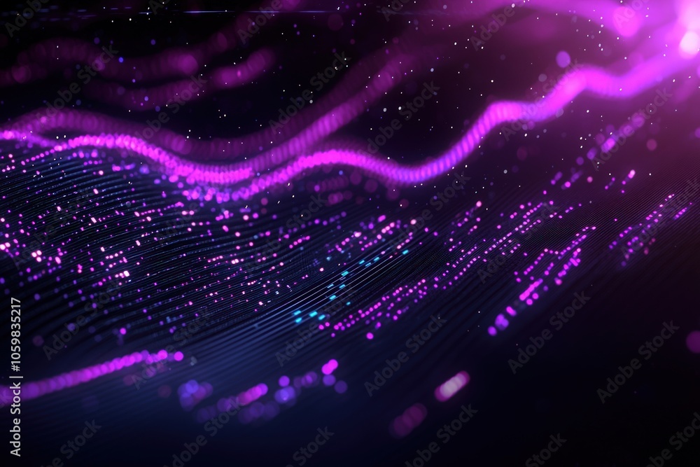 Poster dynamic digital waves a stunning visualization of light and motion in abstract artistry