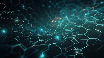 Obraz premium Abstract 3D Network of Hexagons and Light Accents