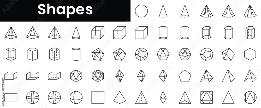 Poster set of outline shapes icons. minimalist thin linear web icon set. vector illustration.