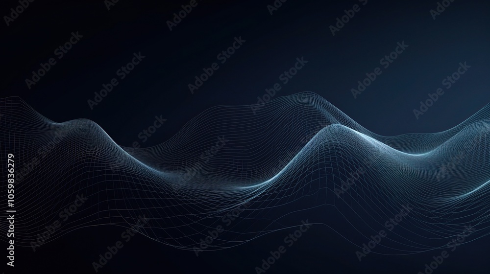 Poster abstract 3d wave background in dark color