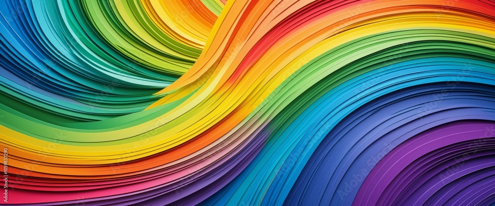 Aufkleber vibrant wave of multicolored paper layers in dynamic flow
