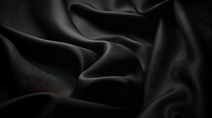 Fototapeta premium Elegant Black Silk Fabric in 3D Perspective