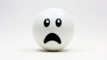 Scared Smiley Face Icon with Wide Eyes and Open Mouth, Isolated on a White Background