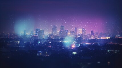 Fototapeta premium Vibrant Night City Skyline with Abstract Lights
