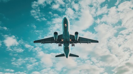 Airplane Landing Against Blue Sky
