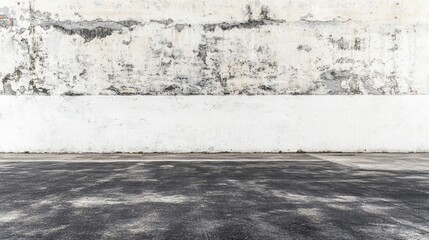 Fototapeta premium Exposed Concrete Wall with Asphalt Floor Background Dark Empty Industrial Garage