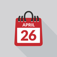 April 26 Calendar icon vector illustration.