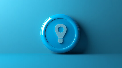 Blue circular icon featuring a question mark against a solid blue background
