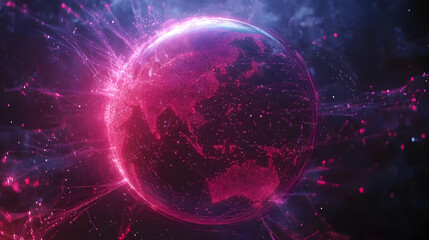 Obraz premium Abstract Globe with Pink and Blue Lights 3D Illustration