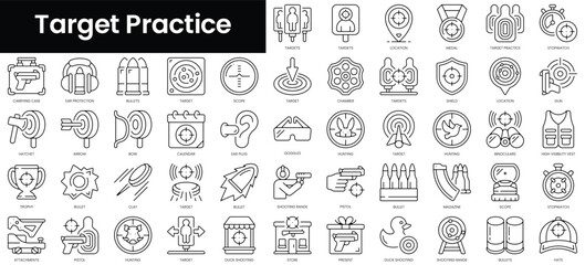 Set of outline target practice icons. Minimalist thin linear web icon set. vector illustration. © Purlo Hop